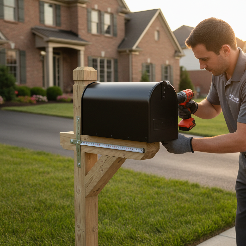 Leveling and fastening a new mailbox installation in Lufkin, Texas